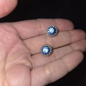 Forever 21 Blue and Gold Round Earrings